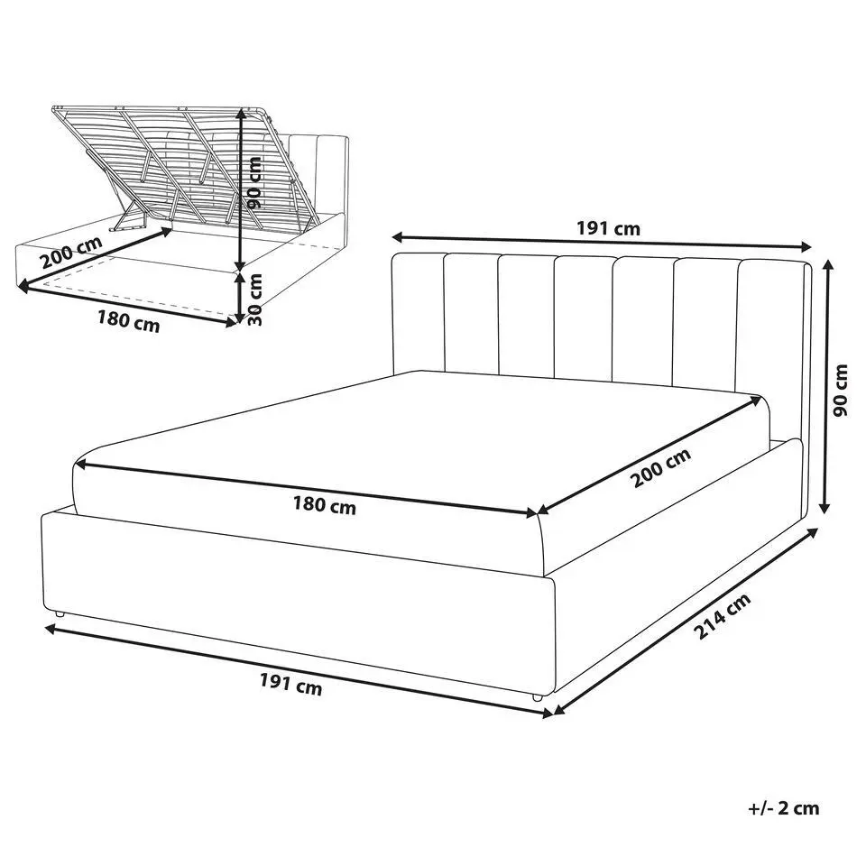 DREUX - Bed met opbergruimte - Grijs - 180 x 200 cm - Kunstleer