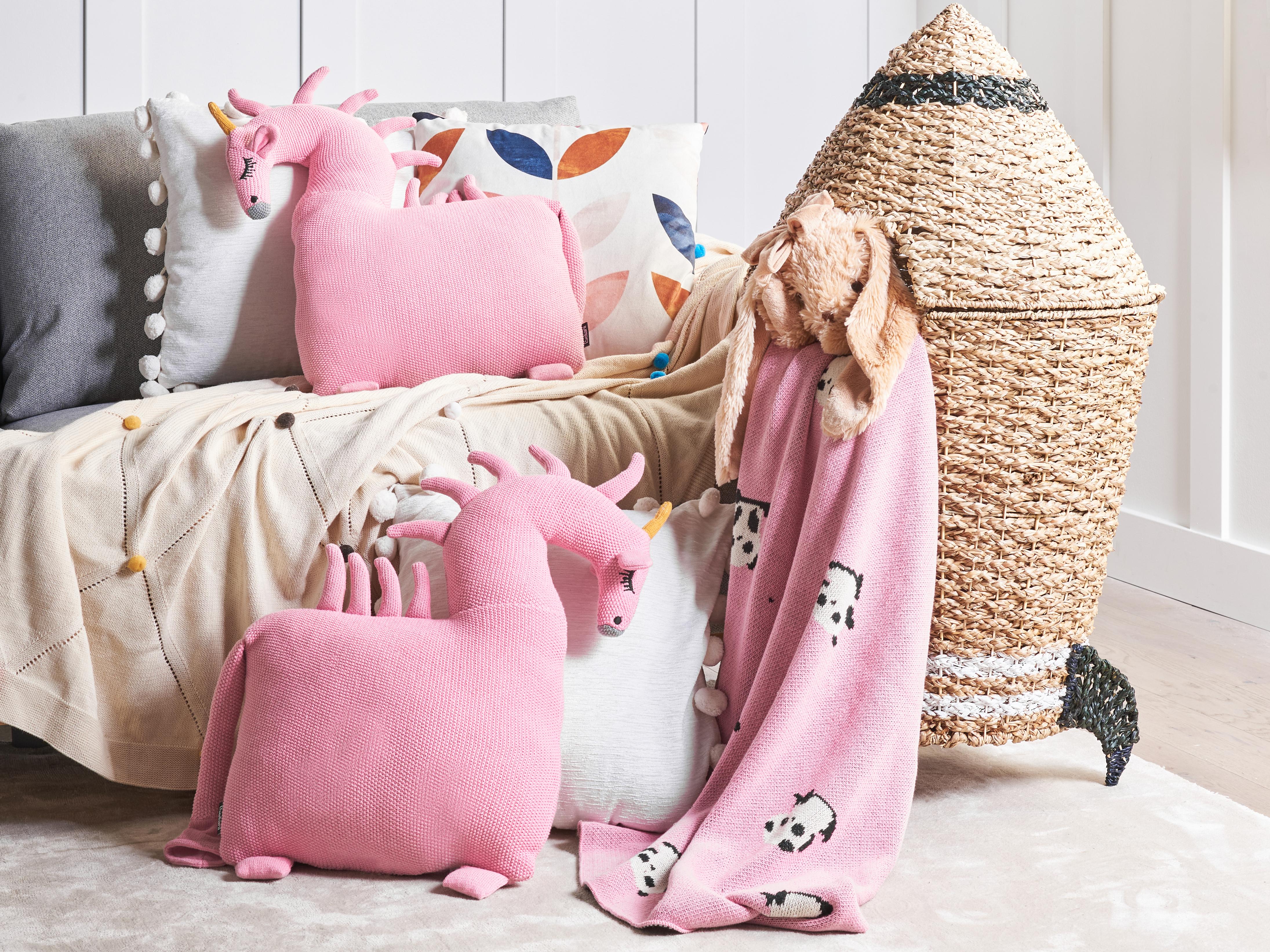 Set van 2 sierkussens LAMMI Katoen 45 x 45 cm Roze Eenhoorn