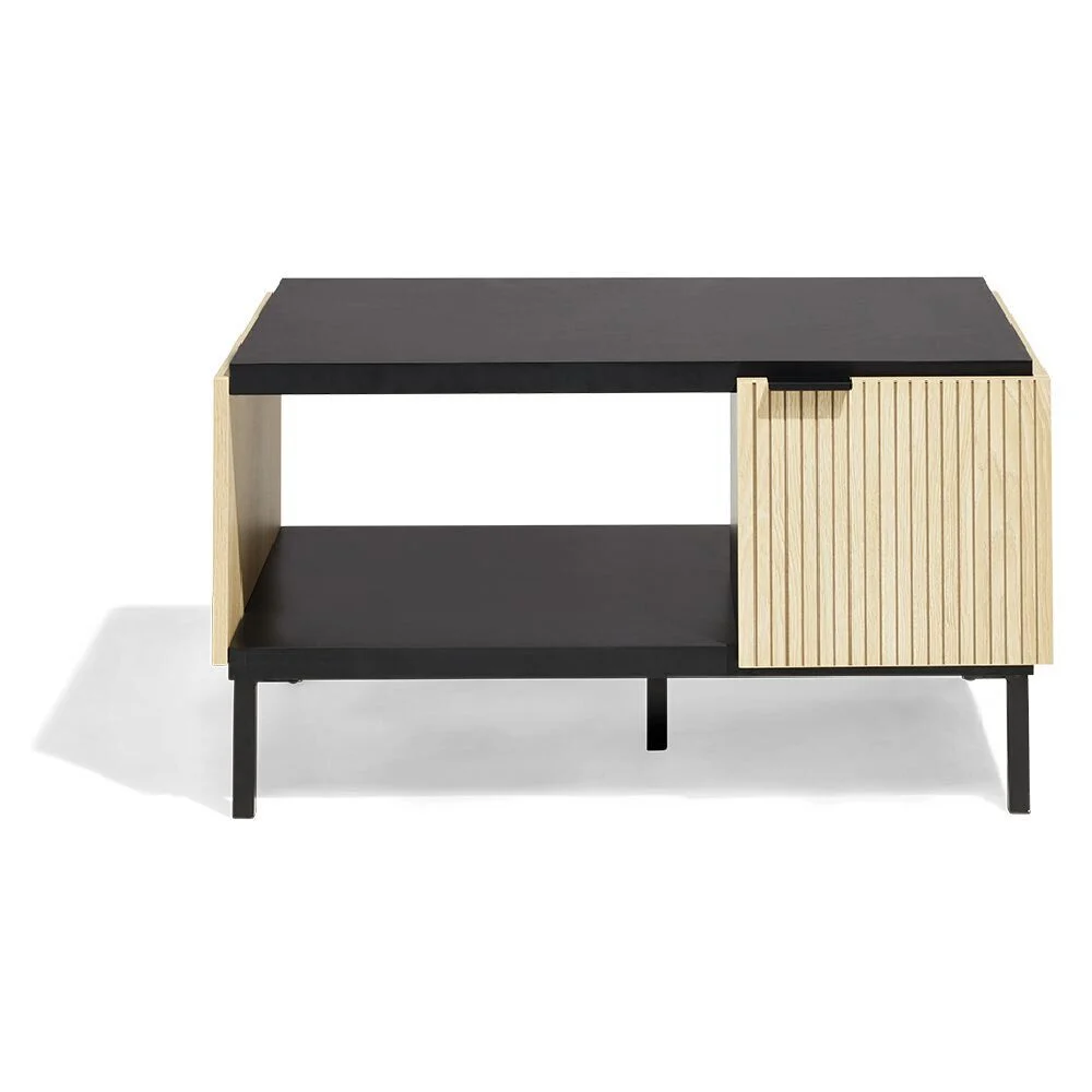 Table basse Markus 80x50x43cm acier noir et bois naturel
