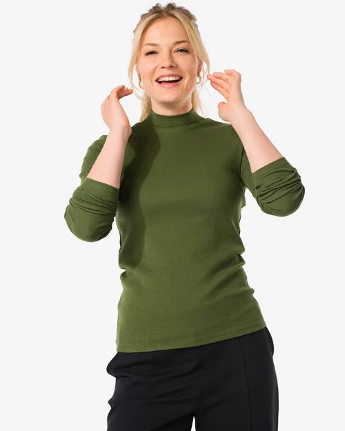 top femme Clara côtelé vert foncé