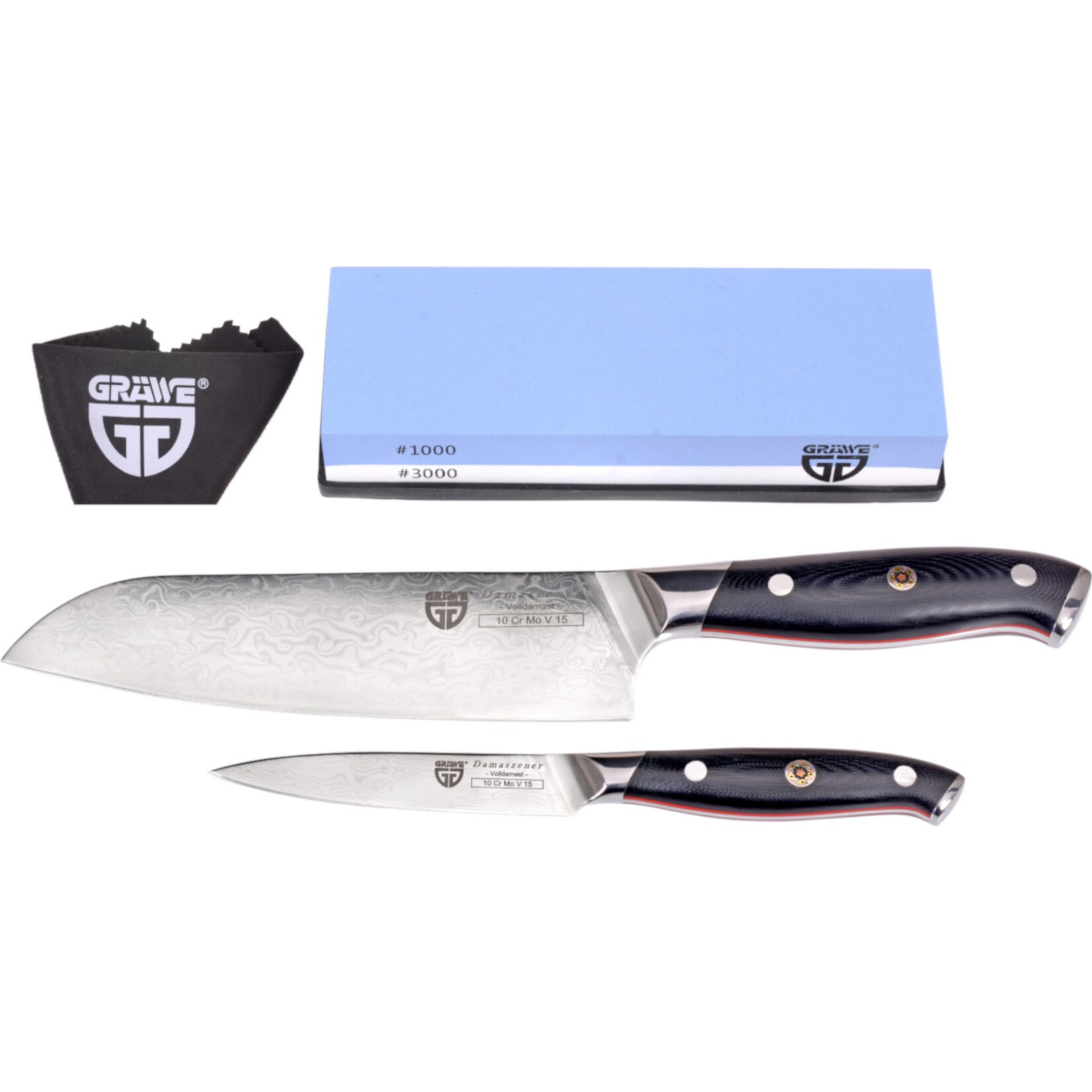 GRÄWE Damastmesser-Set mit Wetzstein