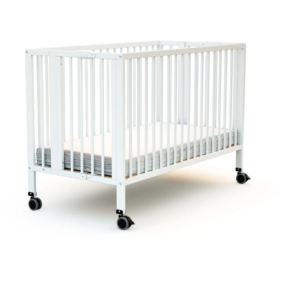 AT4 Babybett mit Rollen klappbar ESSENTIEL weiß 60 x 120 cm