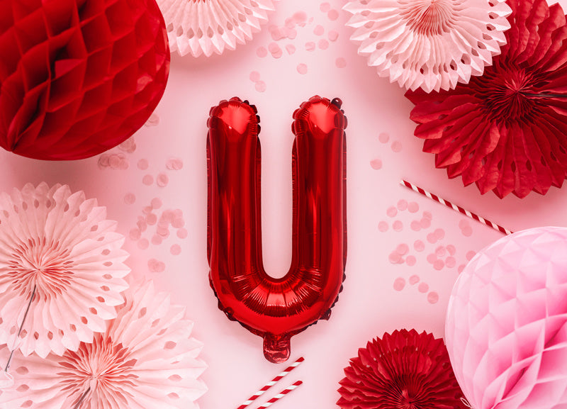 Folie Ballon Letter U Rood Leeg 35cm