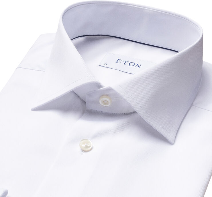 ETON Slim Fit White Signature Twill Shirt - French Cuff Hvid