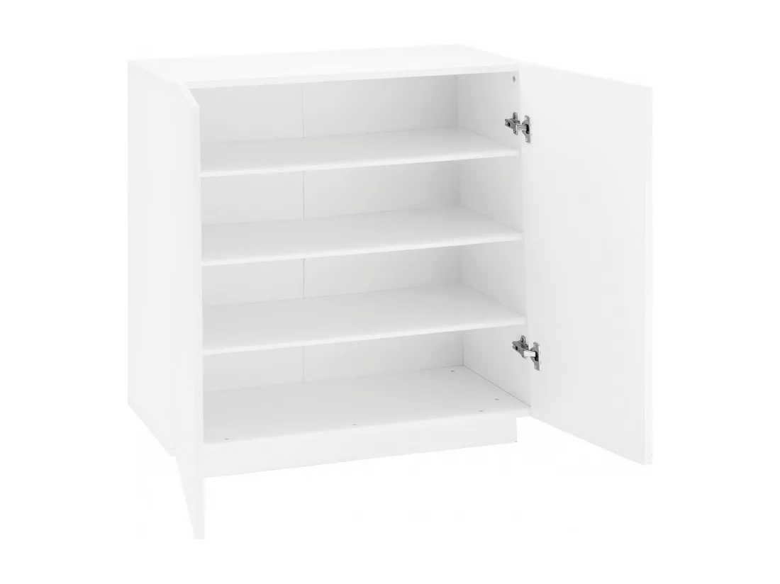 Étagère à chaussures Dfogl, Armoire polyvalente avec 2 portes, Étagère à chaussures d'entrée, 100% Made in Italy, 80x38h86 cm, Blanc brillant