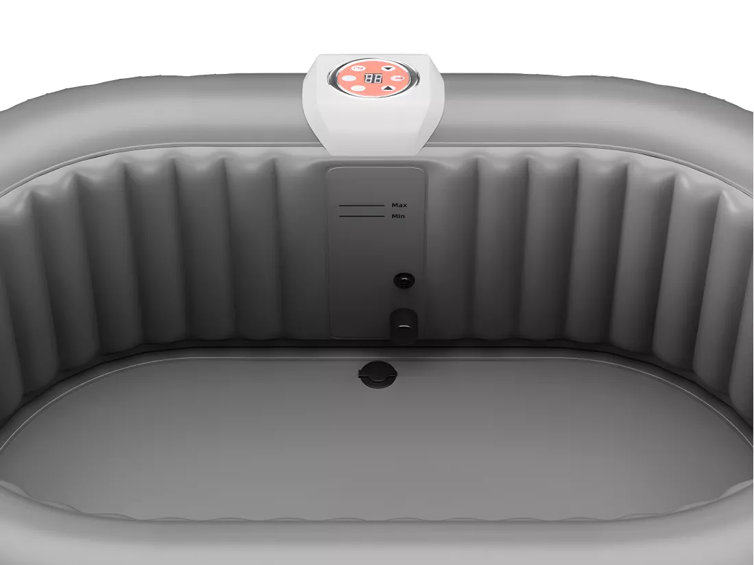 SPA gonflable ovale 2 places - L190 x P120 x H65 cm - 90 buses d'air - Noir - B-LUCKY II