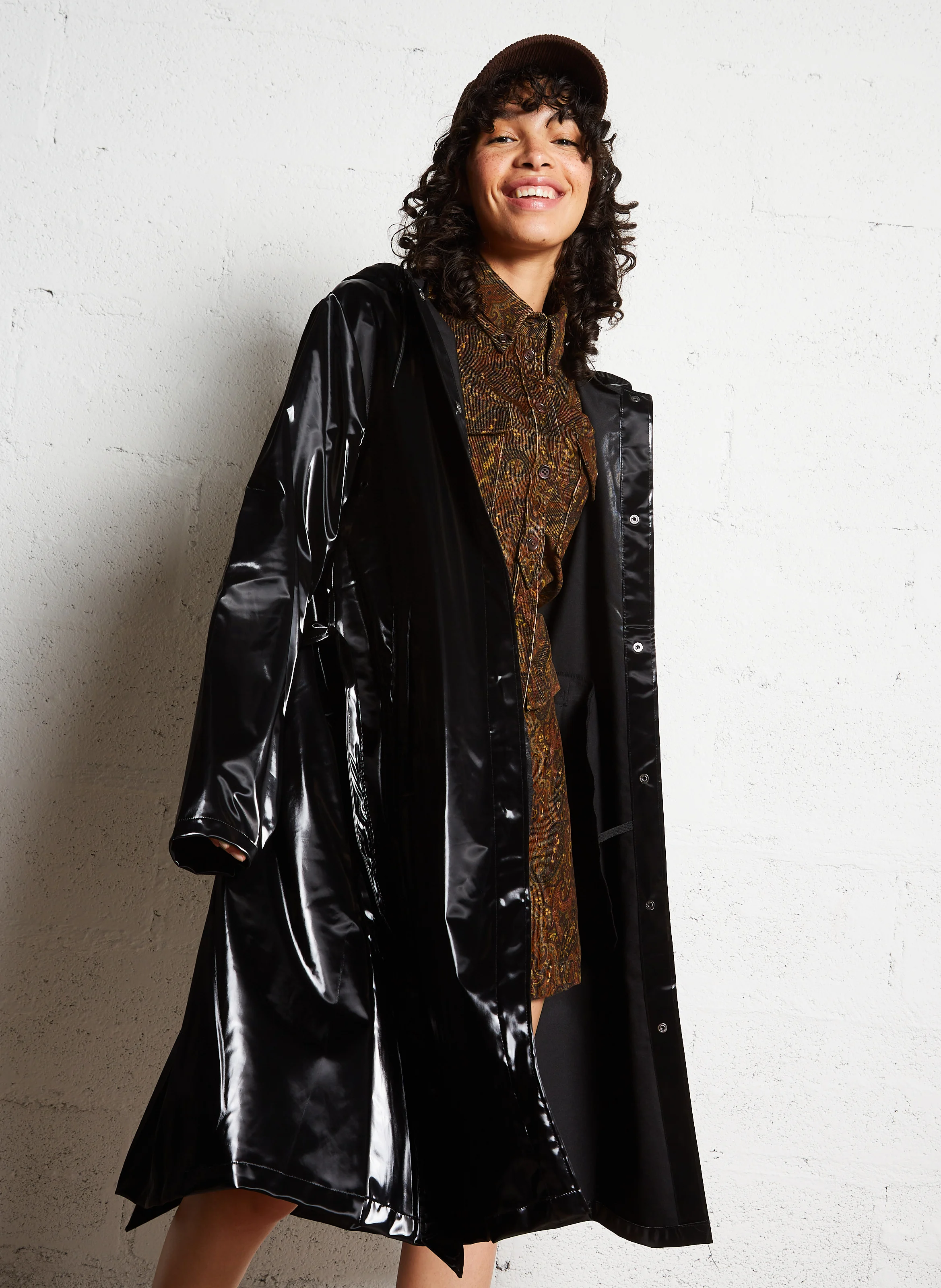 Imperméable droit col rond | Noir