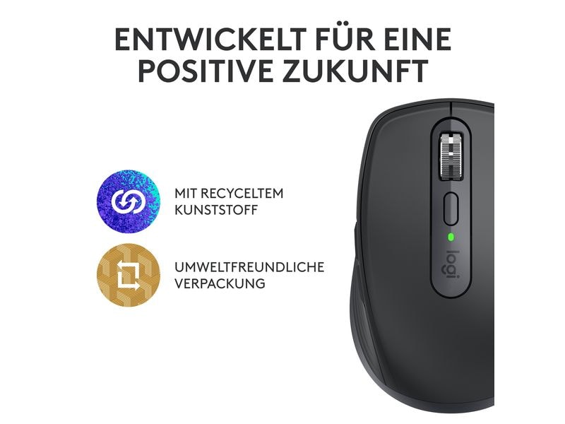 Logitech Mobile Maus MX Anywhere 3s for Business Graphite Kompakte kabellose Performance-Maus mit 8K DPI-Sensor