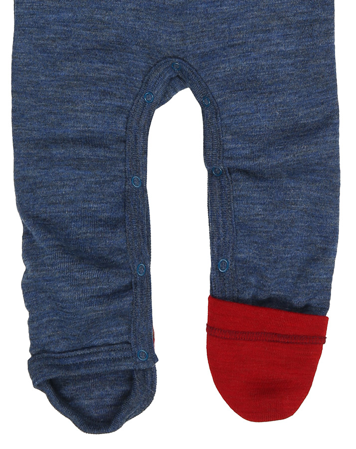 Strampler ESSENTIAL BABY gestreift in rot/blau melange