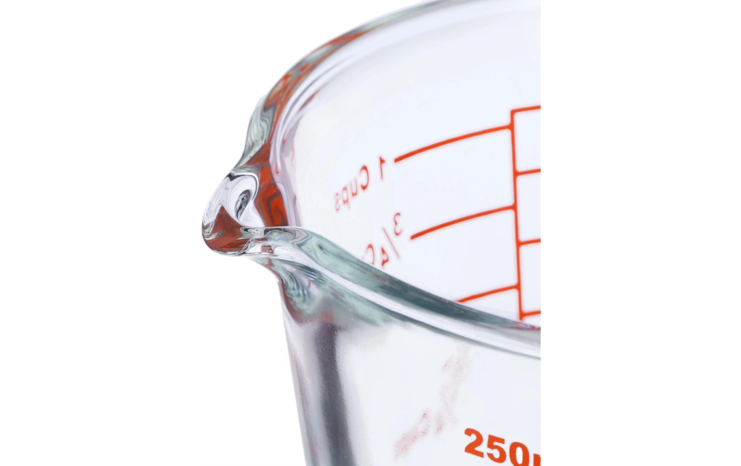 Messbecher 250 ml, Rot/TransparentGlasmessbecher