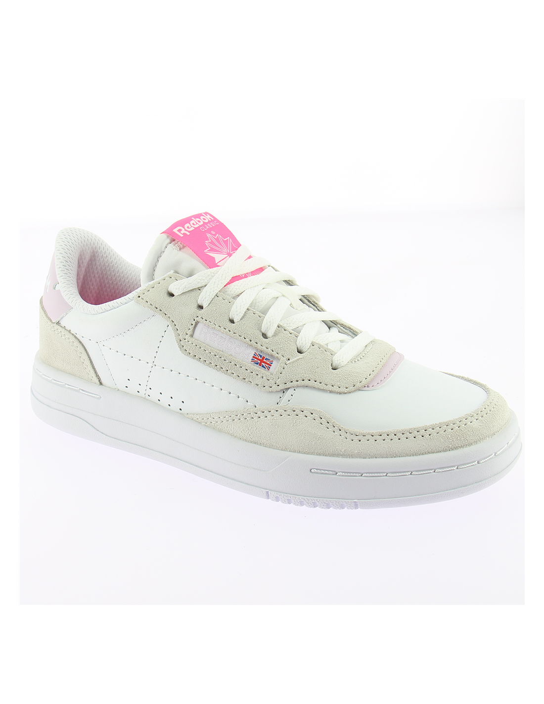 reebok sneakers femme court peak blanc/beige/rose