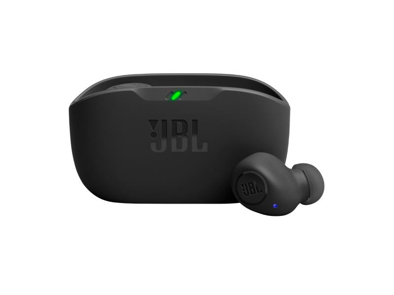 JBL True Wireless In-Ear-Kopfhörer Wave Buds Schwarz Kräftiger 8-mm-Treiber liefert Deep Bass Sound für einen besonderen Hörgenuss