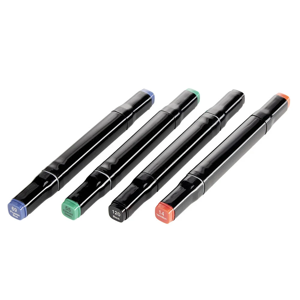 Lot de 4 marqueurs double pointe 4 couleurs L15cm