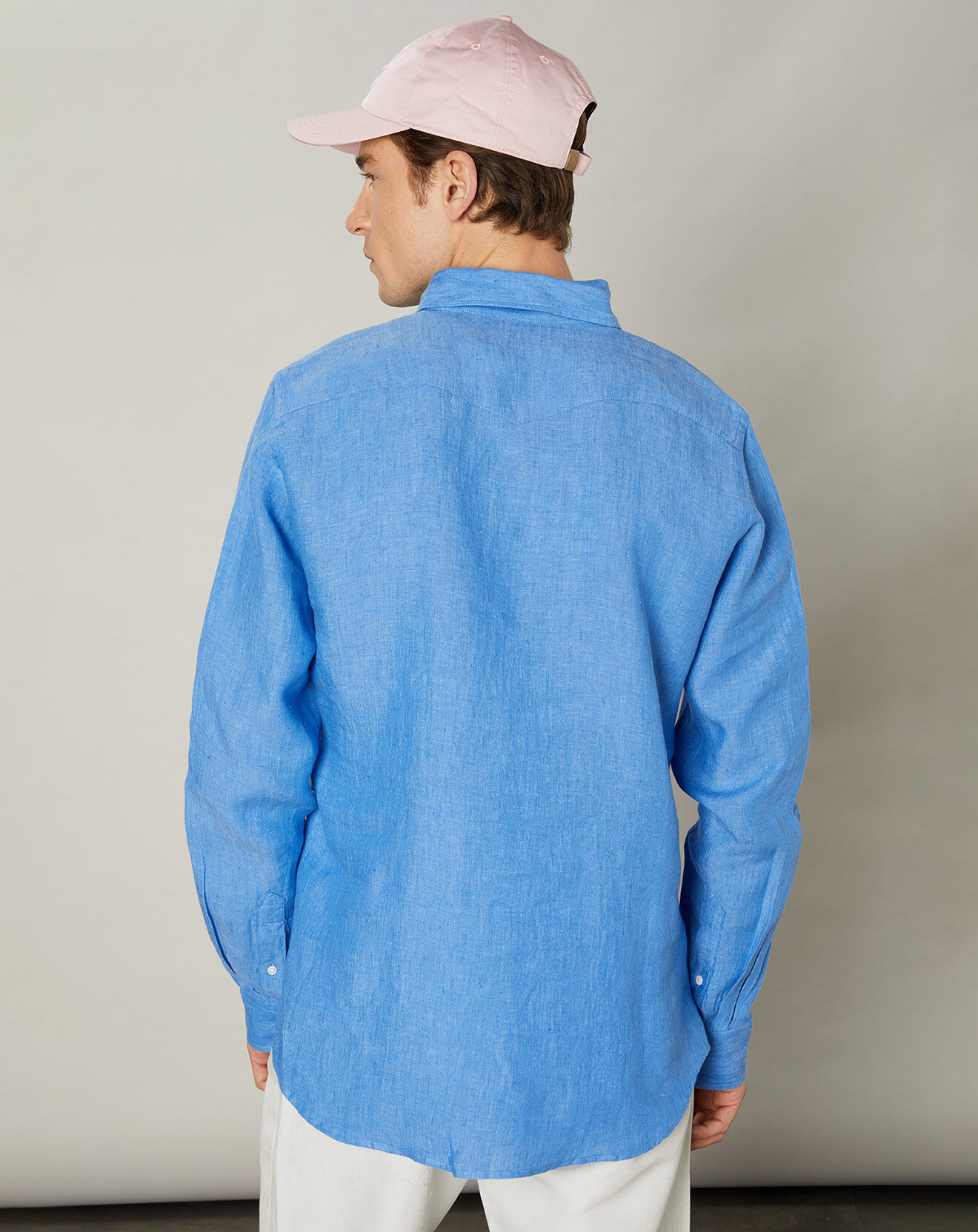Hartford Chemise slim 100% Lin Storm azur