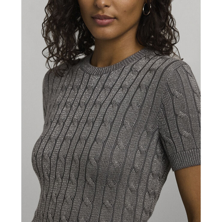 Lauren Ralph Lauren CMB CTN/BR RYN/LRX-SS SWEATER Deco pewter