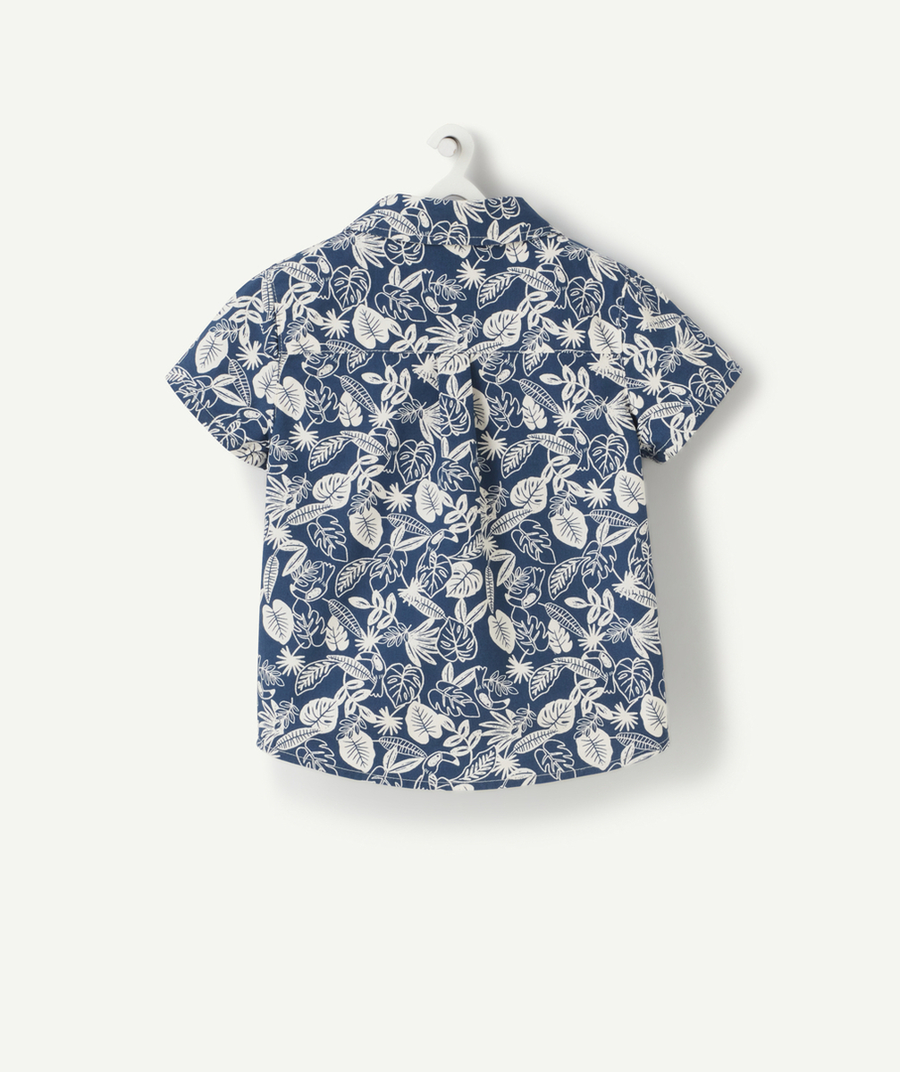 CHEMISE BÉBÉ GARÇON À MANCHES COURTES BLEU IMPRIMÉ FLEURI