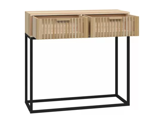 Table console 80x30x75 cm bois d'ingénierie et fer