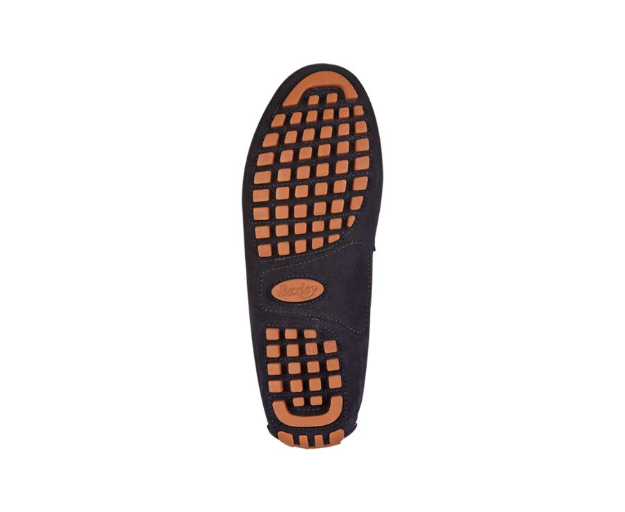 Mocassin été Velours Marine Et Châtaigne - BISCAYNE