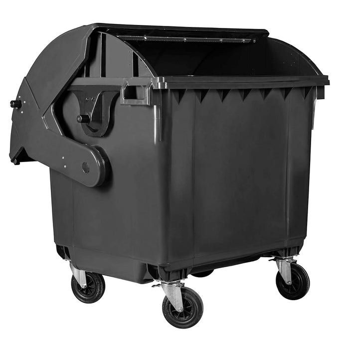 Afvalcontainer 1100 liter grijs rond deksel - kindveilige sluiting (6097141958943)