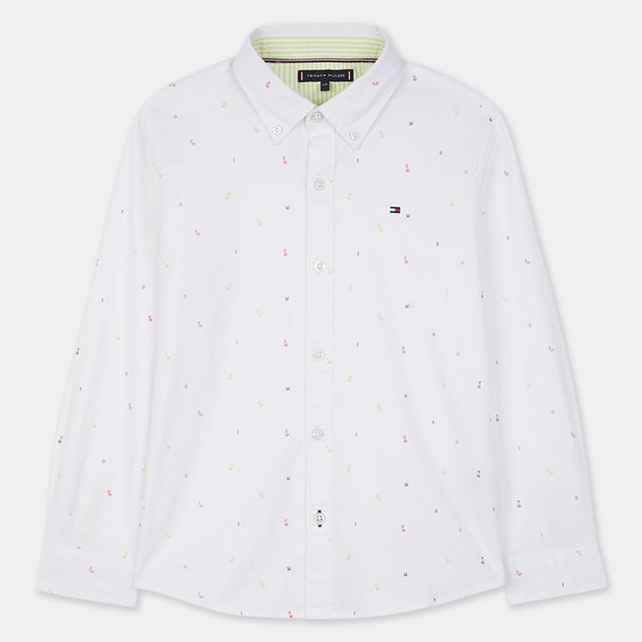 Tommy Hilfiger Chemise en Coton ajustée broderie drapeau blanche