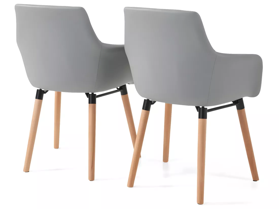 Bonnie | Ensemble de 2 chaises d'appoint rembourrées en PU gris