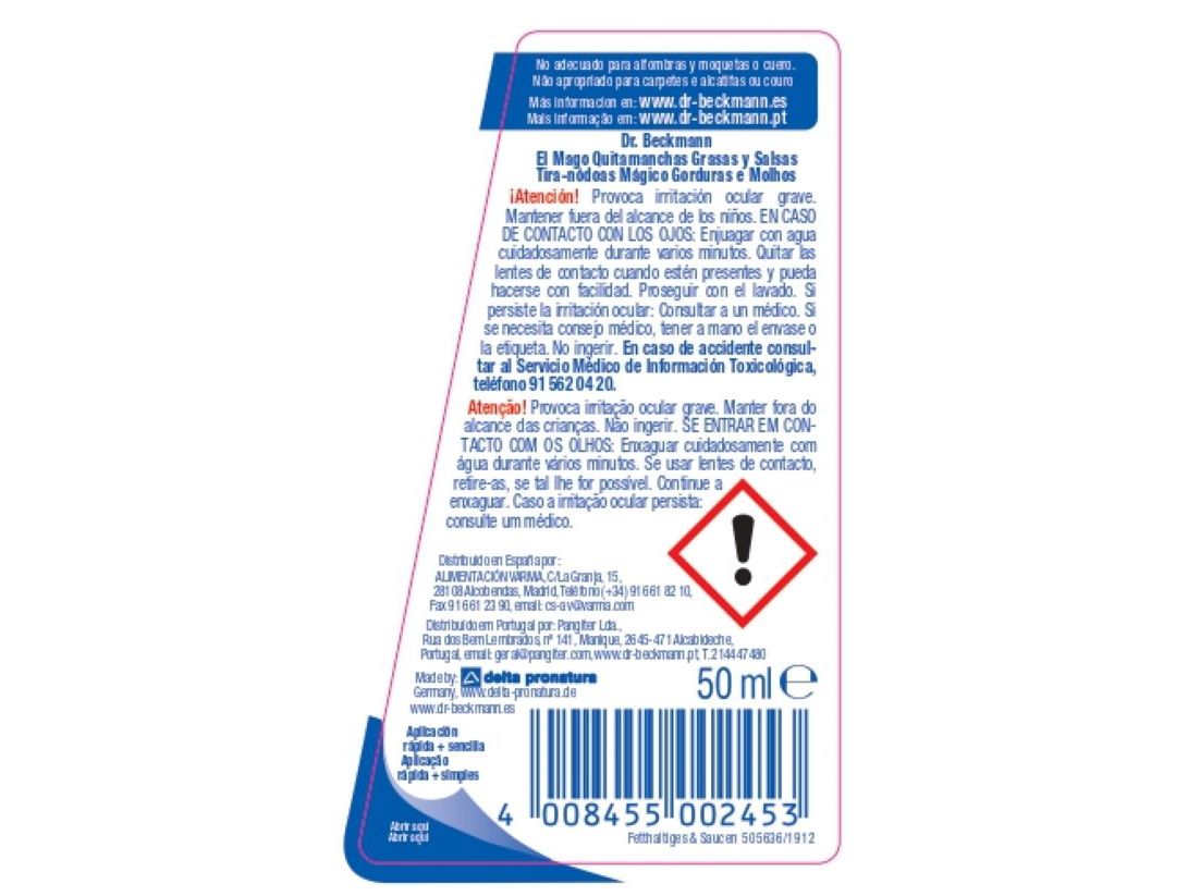 TIRA NÓDOAS DR.BECKMANN GORDURAS MOLHOS 50ML