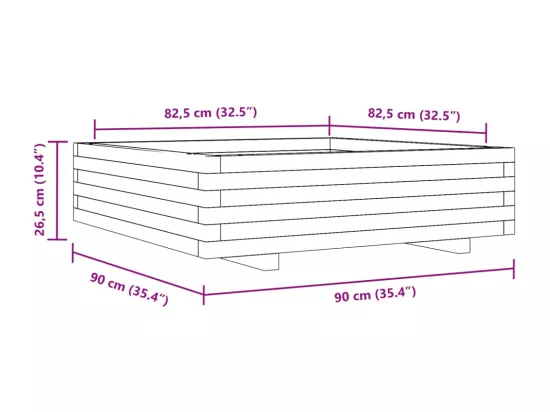 Jardinière bac lit surélevé bois marron 90 x 90 x 45438 cm 02_0038050
