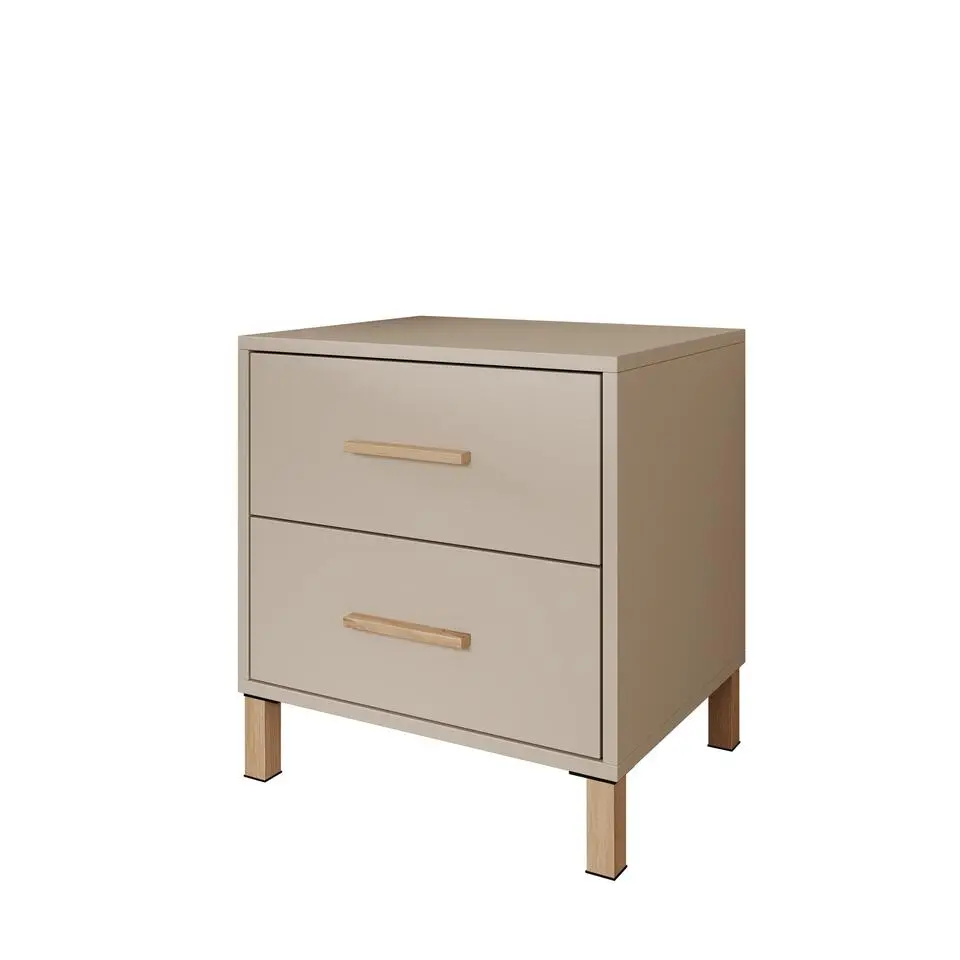 Meubella - Nachtkastje Bahia - Beige - 48 cm - 2 lades