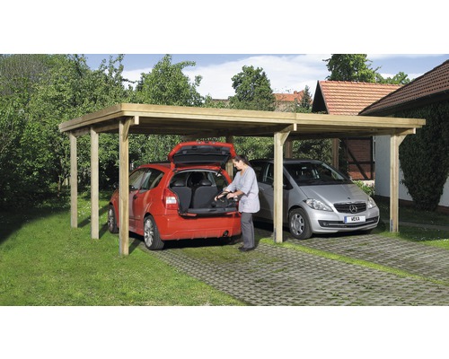 Dubbele carport Weka Optima maat 3 603x512 cm drukgeïmpregneerd