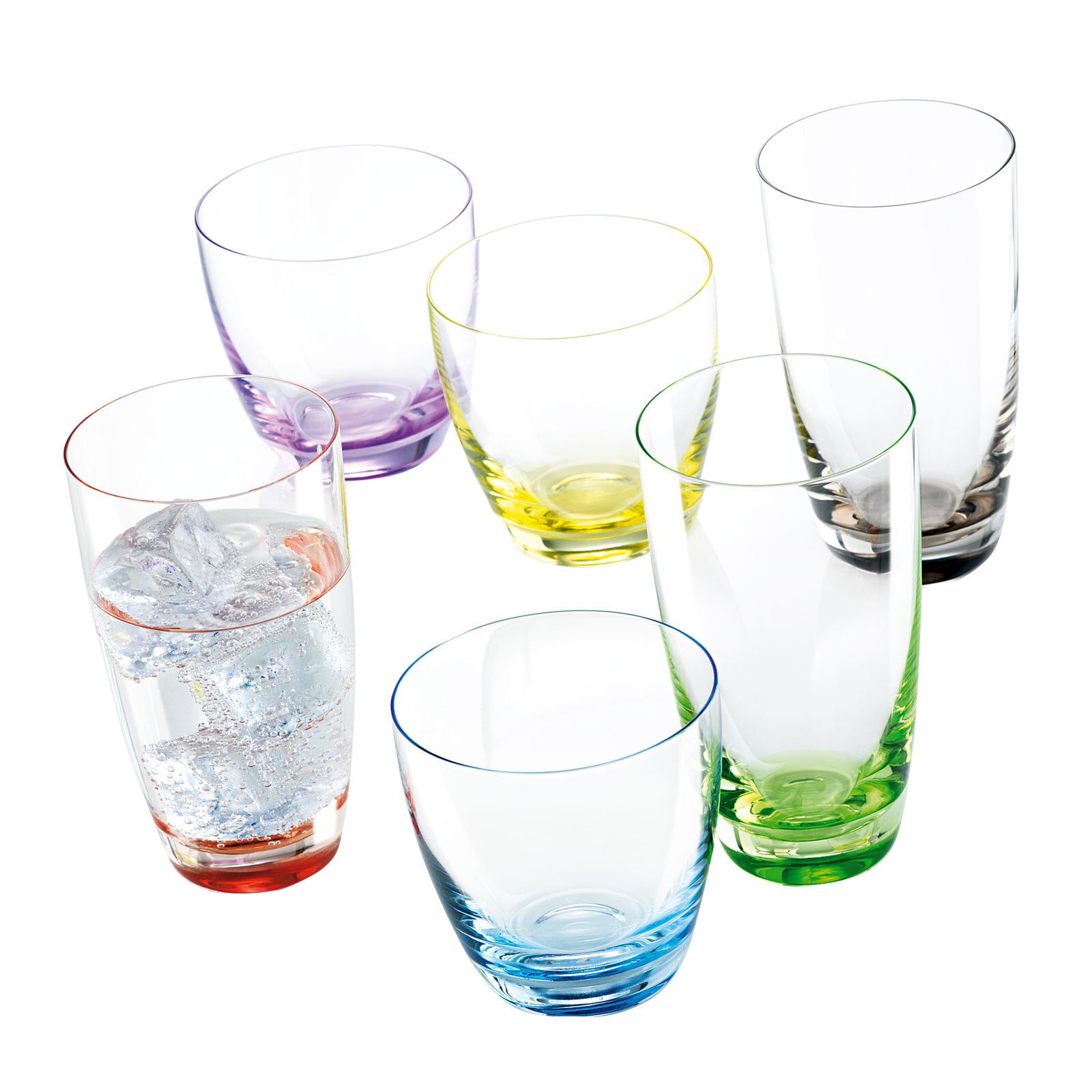 Longdrinkgläser Viva Colori 6er Set 350 ml mehrfarbig Kristallglas