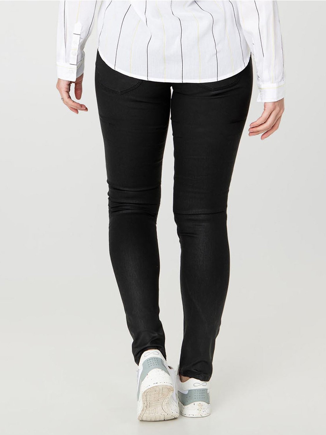Pantalon Femme Enduit En Lyocell Noir