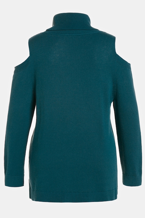 Pullover, Zopfmuster, Rollkragen, Cut-Outs, Langarm