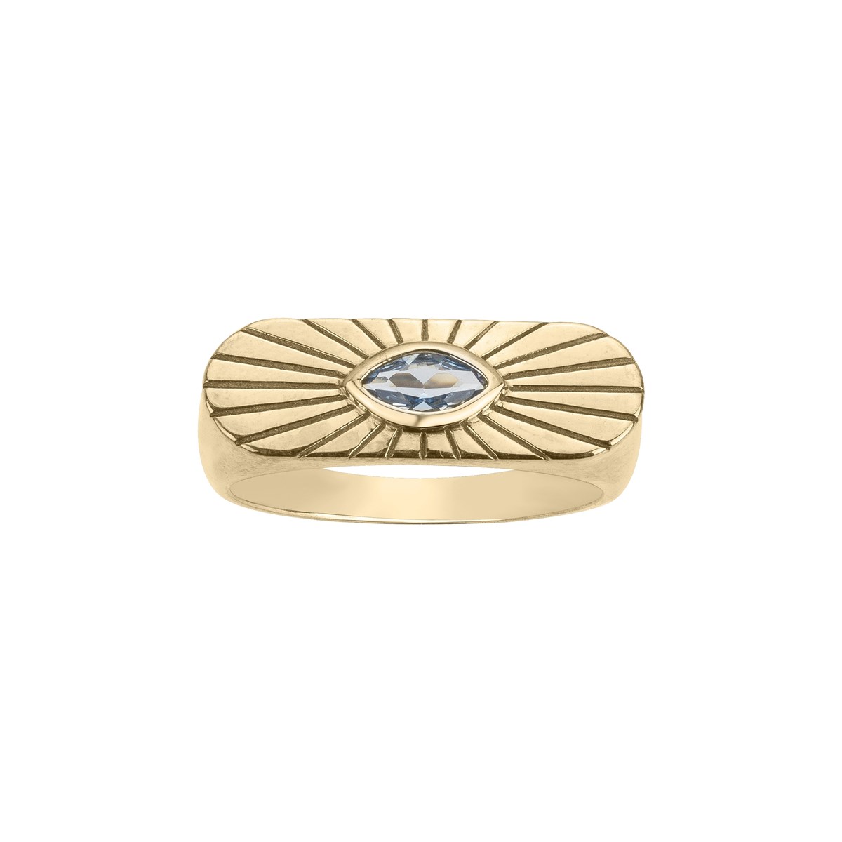 Bague en Plaqué Or avec spinelle bleu topaze