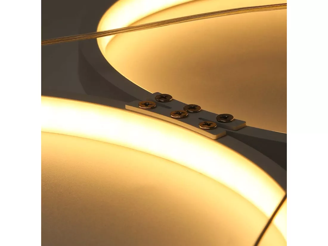 NETTLIFE Suspension LED Blanc Moderne Diam.88cm Lampe de salle à manger 4 Anneaux Design Métal Dimmable avec Télécommande pour Salon Chambre
