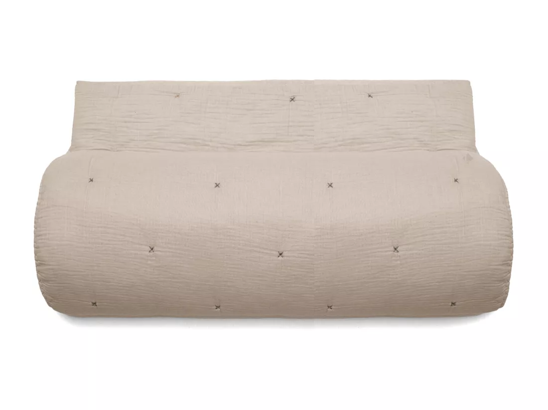 Chemin de lit capitonné en mousseline de coton 80x200 cm ANDROS beige ficelle