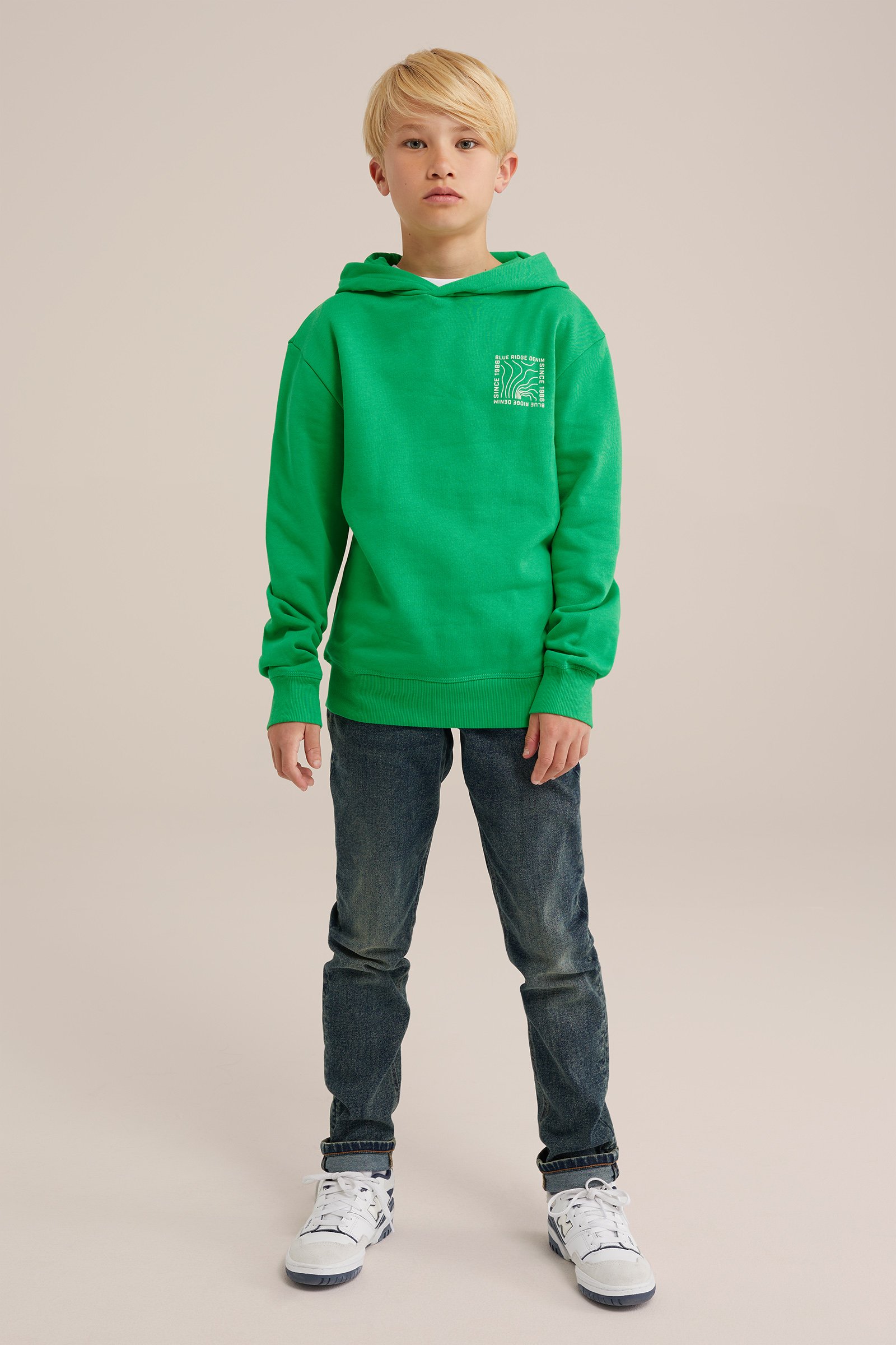 Jongens hoodie met opdruk Blue Ridge Felgroen