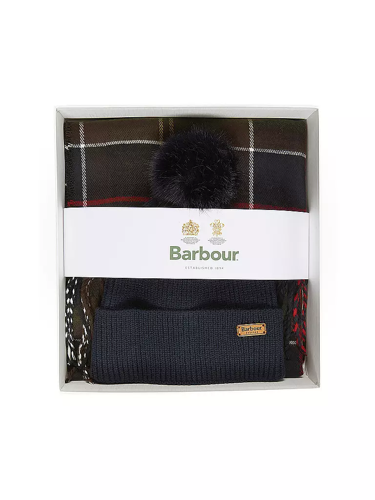 BARBOUR Geschenkset Beanie und Schal DOVER dunkelgrün