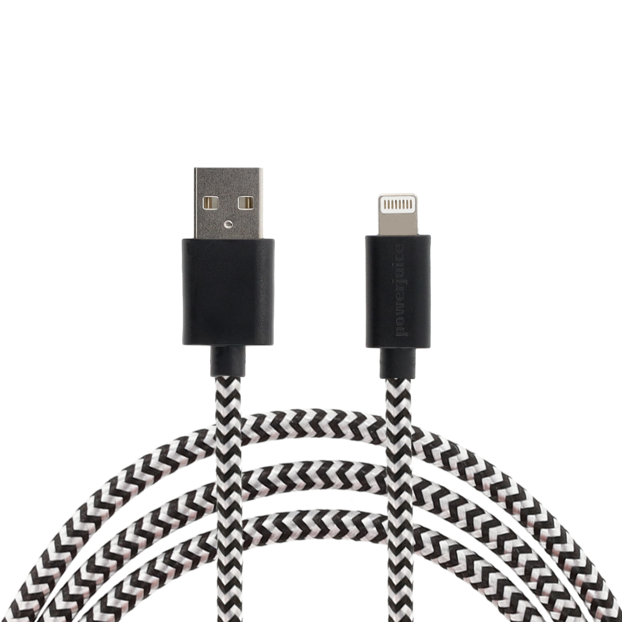 (3m) 2.4A USB A auf Lightning  Ladekabel Nylon Datenkabel - Schwarz / Weiss