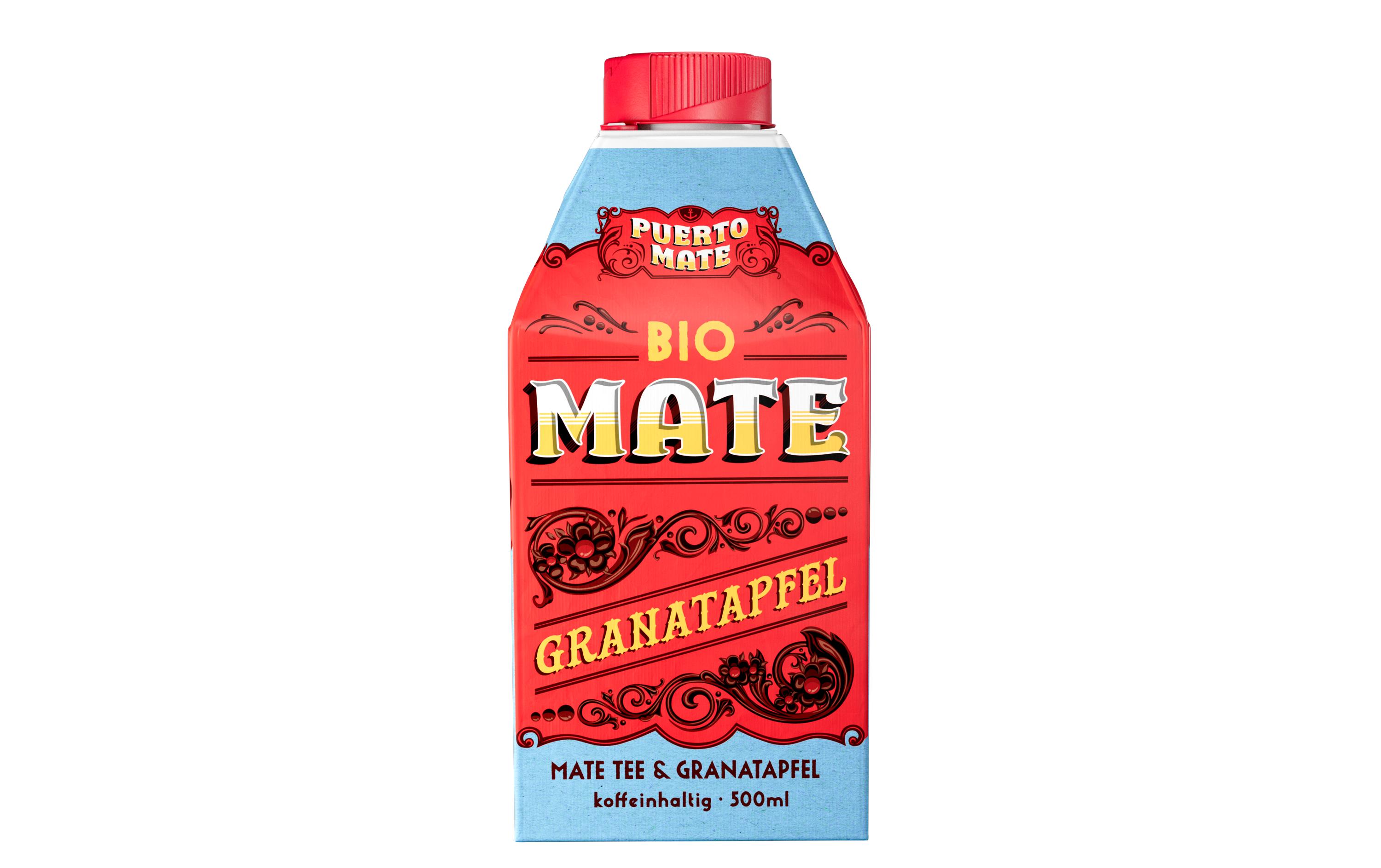 Bio – Mate & Granatapfel 8 x 0.5 lKoffeinhaltiges Erfrischungsgetränk aus Mate-Tee