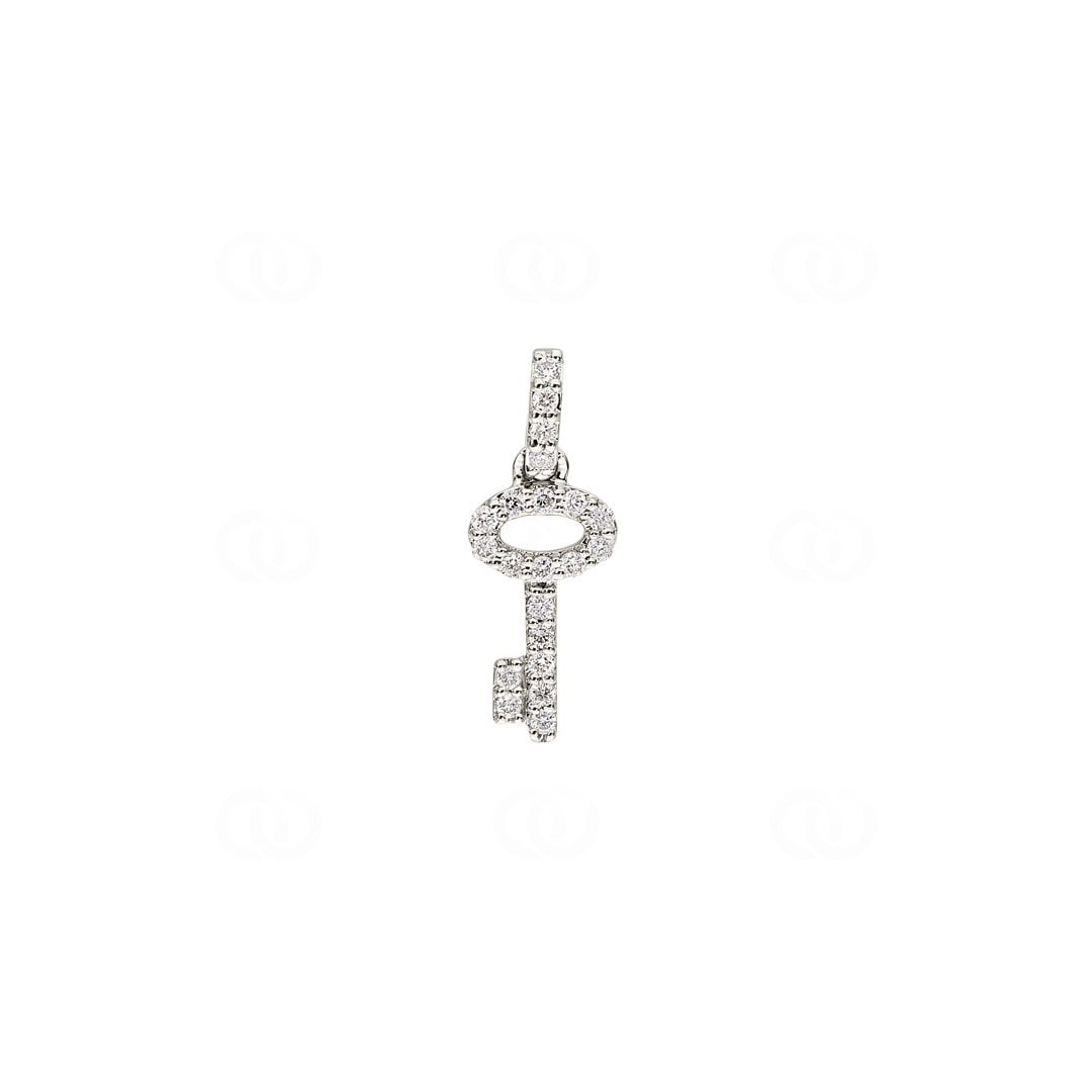 Anhänger 750/18 K Weissgold Schlüssel mit Diamanten 0.09 ct H/si