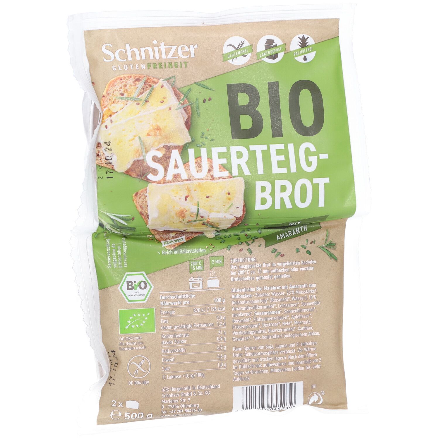 Schnitzer Rustico +Amaranth Brot glutenfrei
