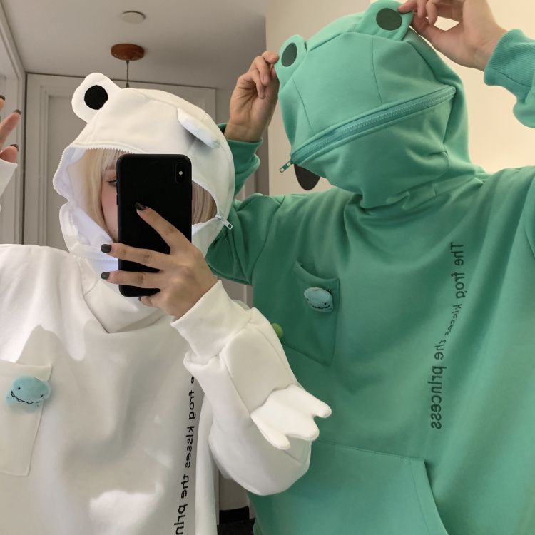 Enpheriado - Koppel Matching Lettering Frog Hoodie