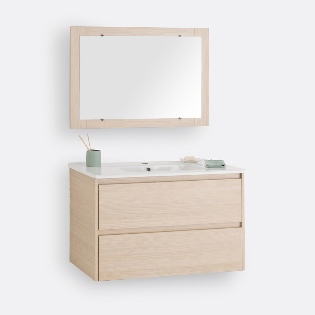 LA REDOUTE INTERIEURS<br>Móvel de parede para lavatório + espelho L80 cm, Nirio