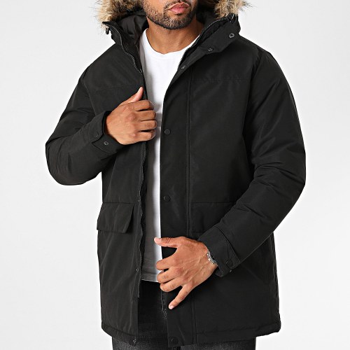 Parka Capuche Fourrure Champ Noir