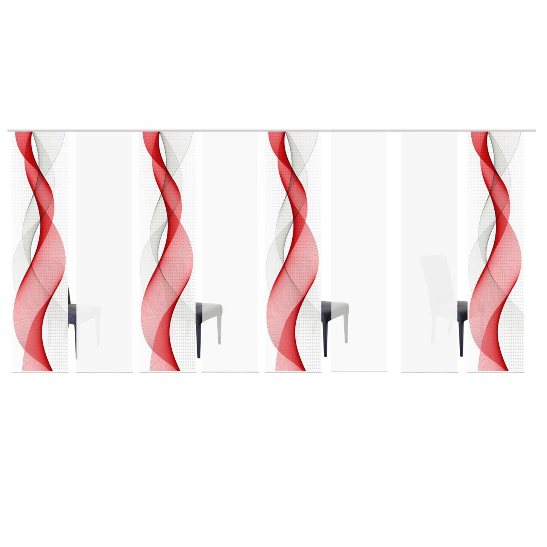 8-teiliges Schiebevorhang-Set OPALIA - rot - je 60x245 cm