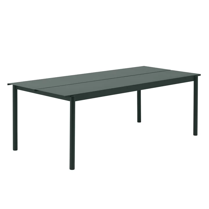 Muuto - Linear Steel Outdoor Gartentisch, 220 x 90 cm, dunkelgrün