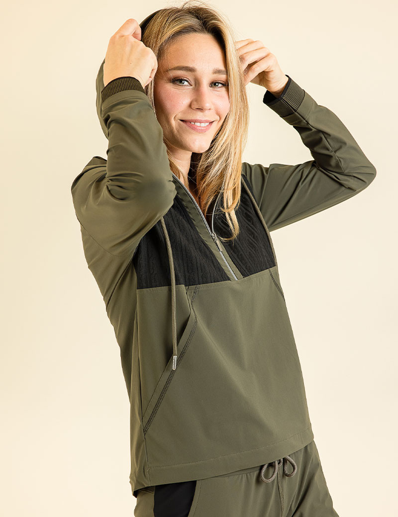 HBT GREEN PEAKS | SINBAD SWEAT FEMME KAKI/NOIR