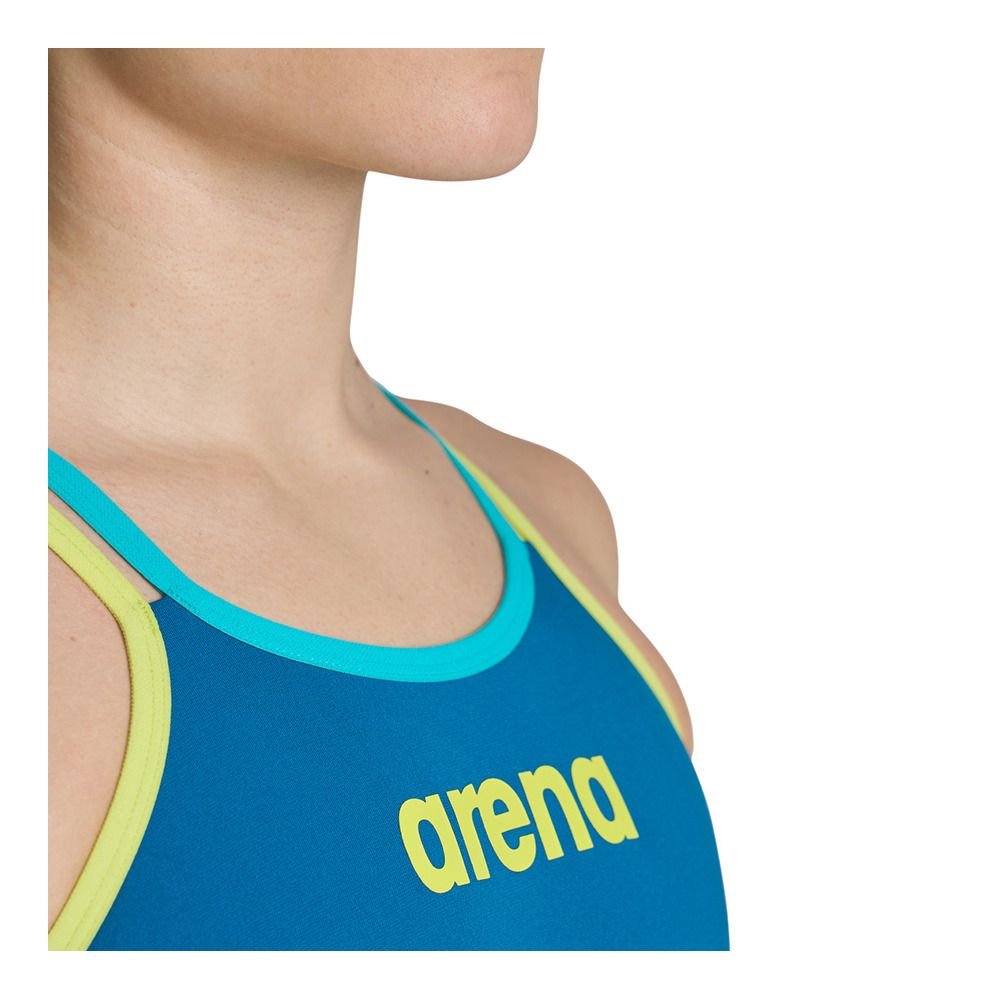 Arena ONE DOUBLE CROSS BACK - Maillot de bain 1 pièce Femme blue cosmo/soft green/wate