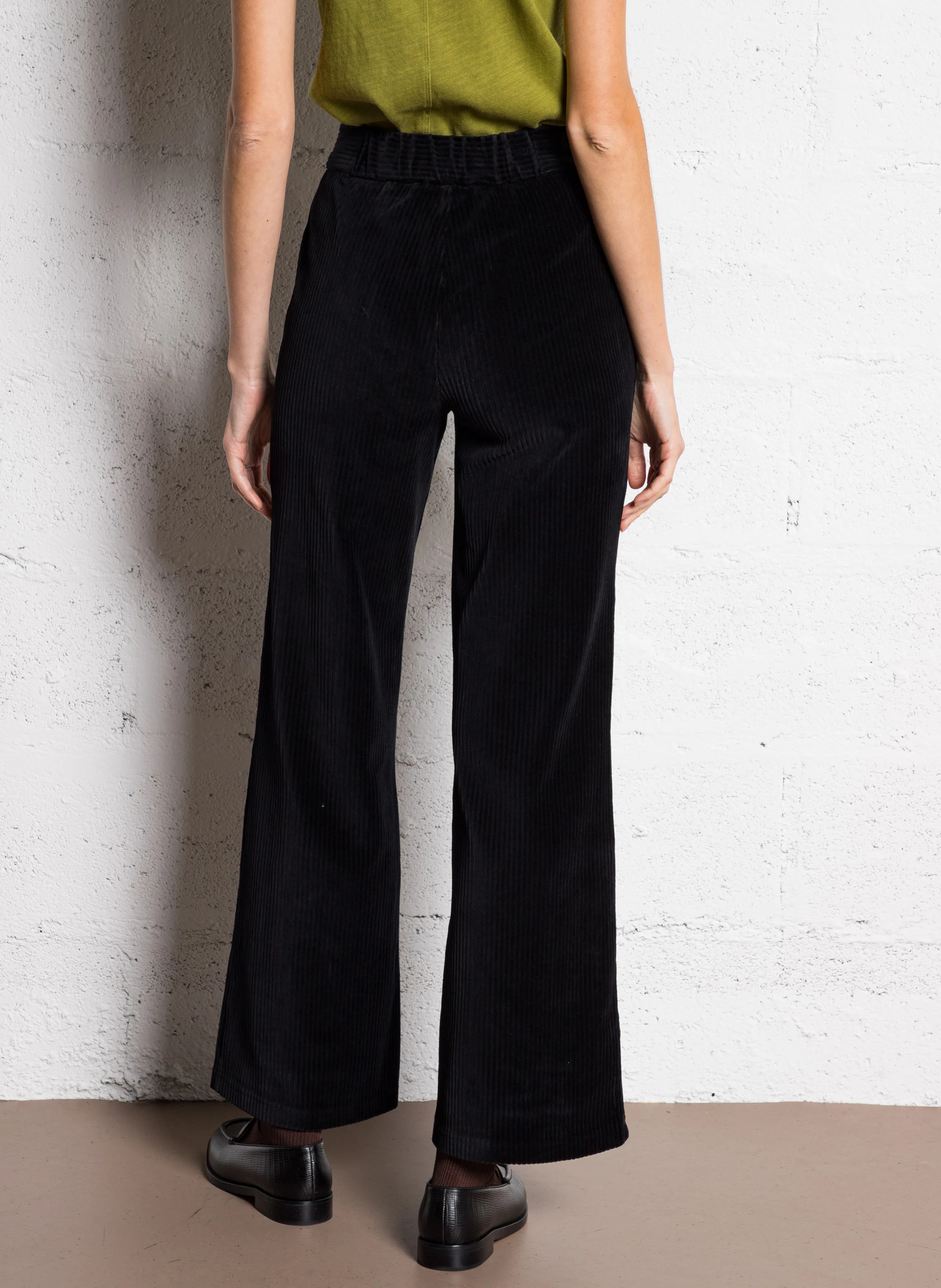 Pantalon flare en coton mélangé | Noir