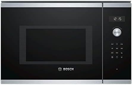 Bosch BEL554MS0 Serie 6 Einbau-Mikrowelle, 38 x 59 cm, 900 W, Drehteller 31,5cm, Türanschlag Links, AutoPilot 8 8 Automatikprogramme, Reinigungsunterstützung, LED-Touchdisplay, Edelstahl